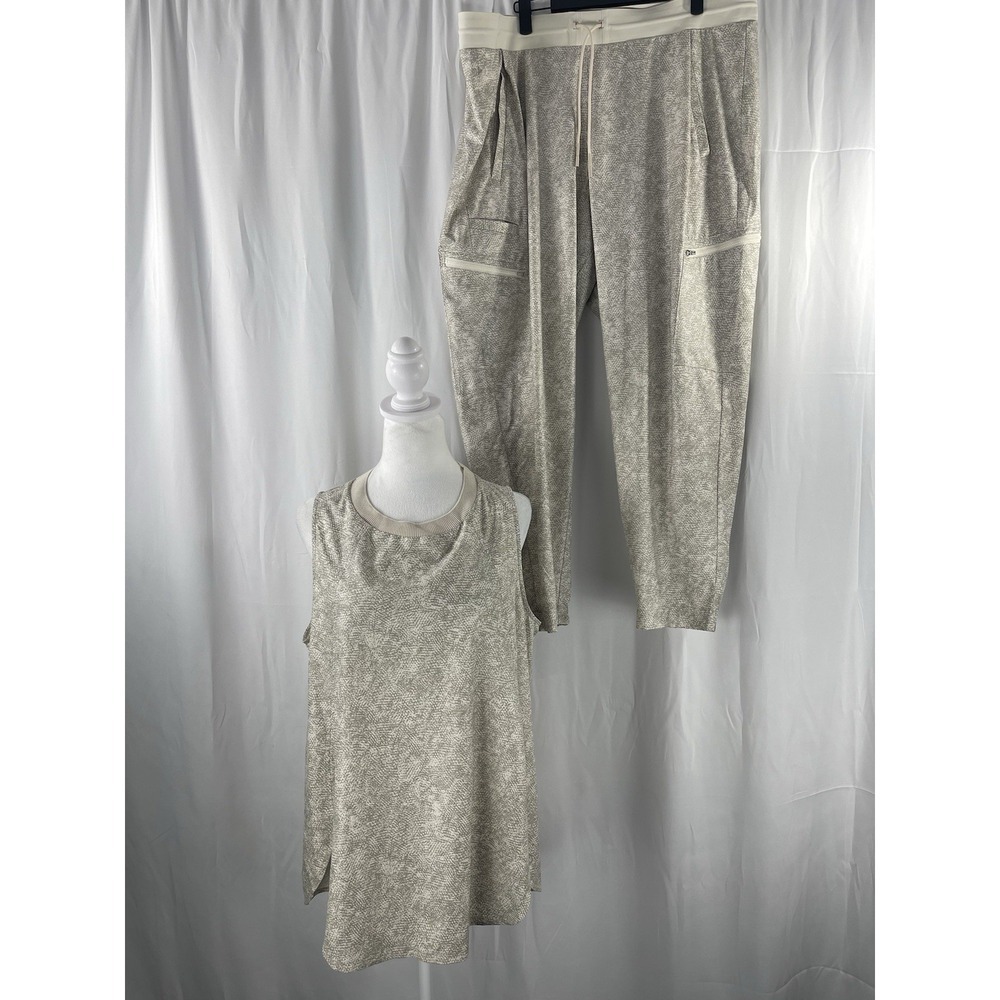 Athleta Women's Viper Gray Cream Breathable Venture Printed Tracksuit Pants/Top